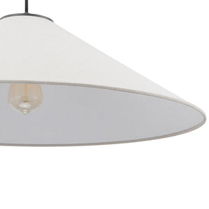 LightFixturesUSA - 1 - Light Large White Linen Shallow Conical Cage Pendant - Ceiling Light - 17 in. - 