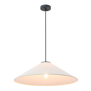 LightFixturesUSA - 1 - Light Large White Linen Shallow Conical Cage Pendant - Ceiling Light - 17 in. - 
