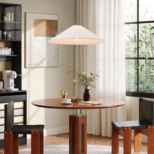 LightFixturesUSA - 1 - Light Large White Linen Shallow Conical Cage Pendant - Ceiling Light - 25 in. - 