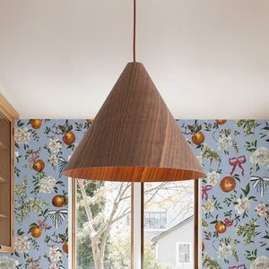 LightFixturesUSA - 1 - Light Modern Farmhouse Wood Grain Cone Kitchen Pendant - Pendant Light - Dark Walnut - 