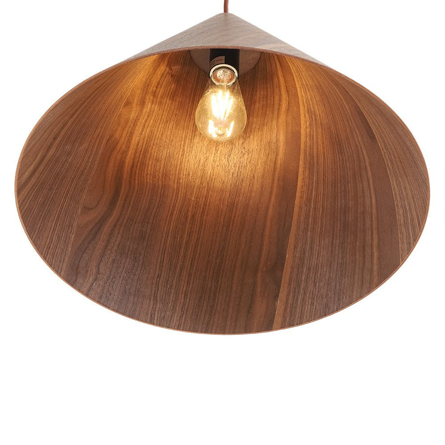LightFixturesUSA - 1 - Light Modern Farmhouse Wood Grain Cone Kitchen Pendant - Pendant Light - Light Oak - 