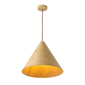 LightFixturesUSA - 1 - Light Modern Farmhouse Wood Grain Cone Kitchen Pendant - Pendant Light - Light Oak - 