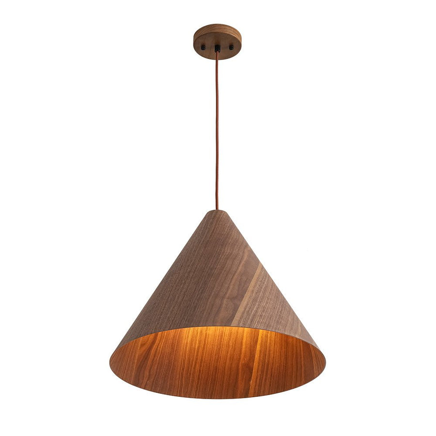 LightFixturesUSA - 1 - Light Modern Farmhouse Wood Grain Cone Kitchen Pendant - Pendant Light - Light Oak - 