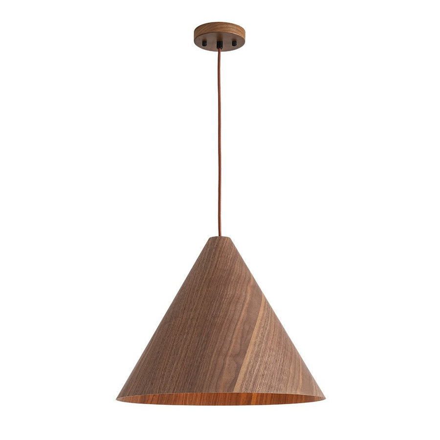 LightFixturesUSA - 1 - Light Modern Farmhouse Wood Grain Cone Kitchen Pendant - Pendant Light - Light Oak - 