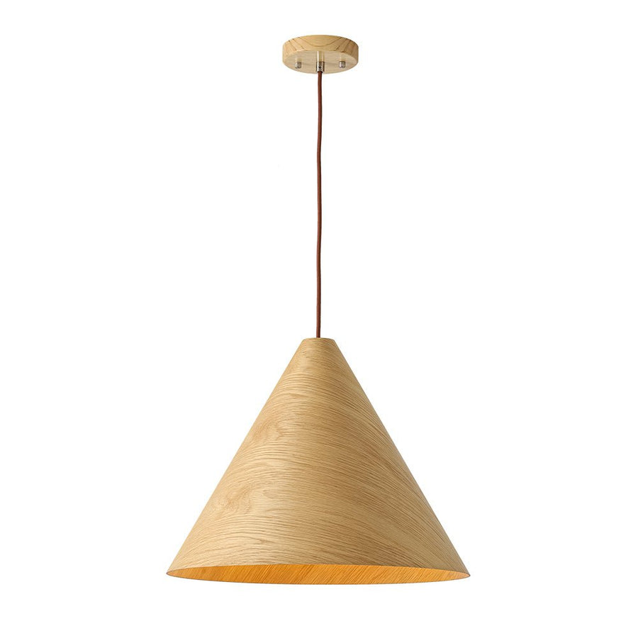 LightFixturesUSA - 1 - Light Modern Farmhouse Wood Grain Cone Kitchen Pendant - Pendant Light - Light Oak - 
