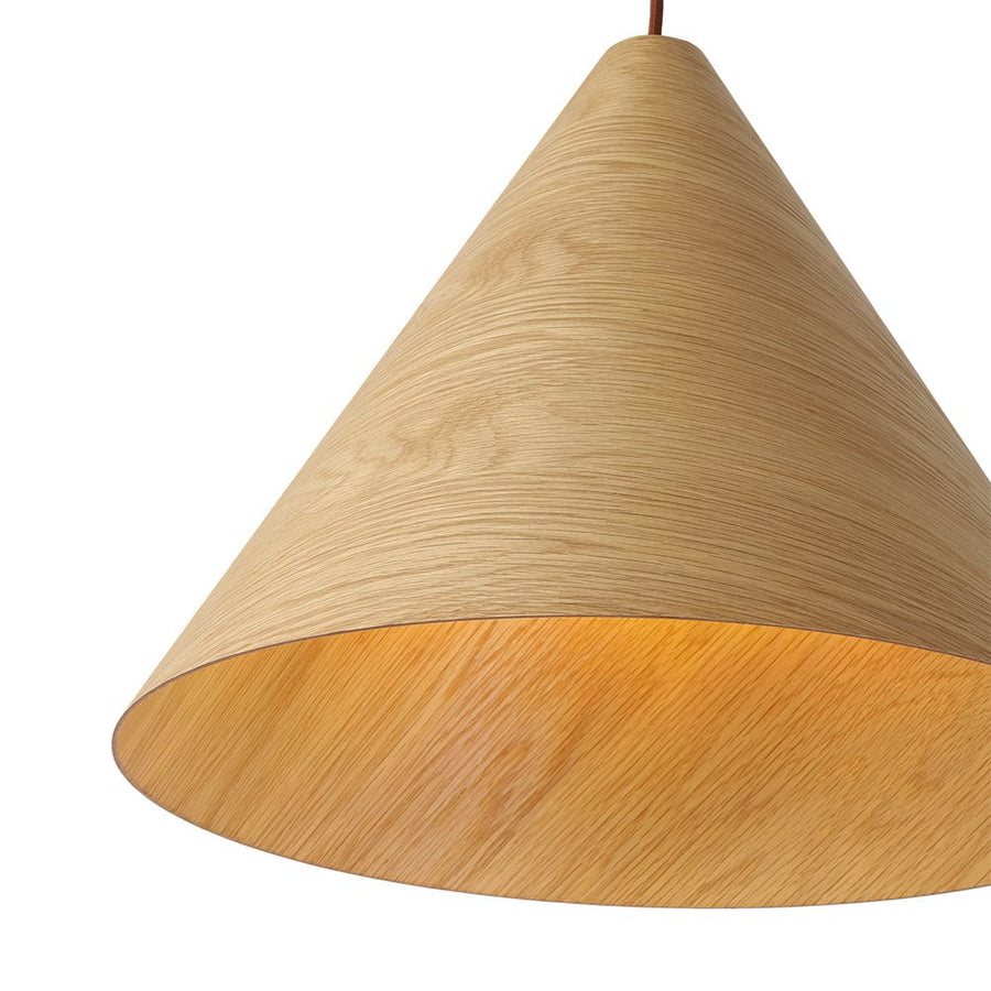 LightFixturesUSA - 1 - Light Modern Farmhouse Wood Grain Cone Kitchen Pendant - Pendant Light - Light Oak - 