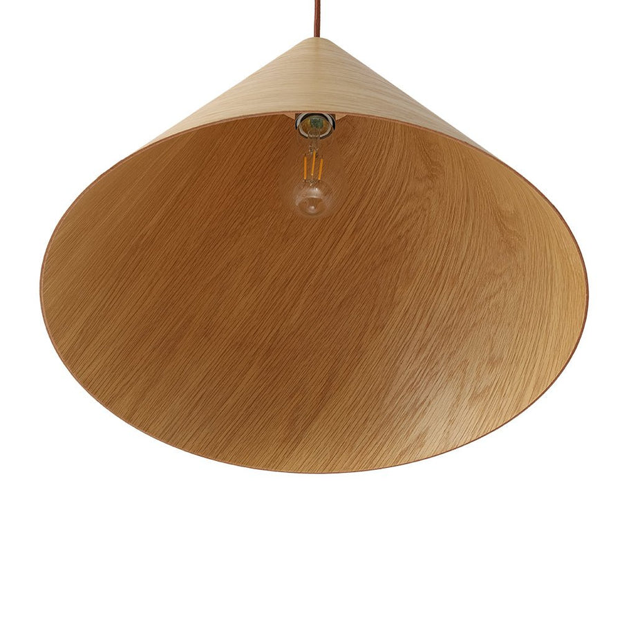 LightFixturesUSA - 1 - Light Modern Farmhouse Wood Grain Cone Kitchen Pendant - Pendant Light - Light Oak - 
