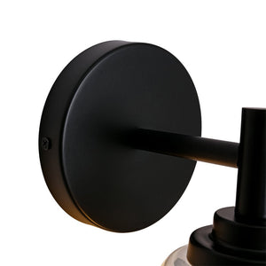 LightFixturesUSA - 1 - Light Oval Clear Embossed Glass Vanity Wall Sconce - Wall Sconce - Black - 