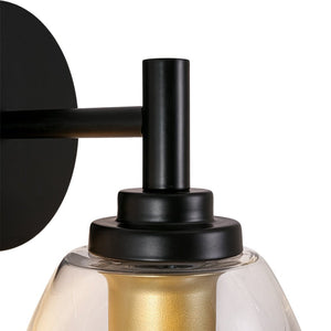 LightFixturesUSA - 1 - Light Oval Clear Embossed Glass Vanity Wall Sconce - Wall Sconce - Black - 