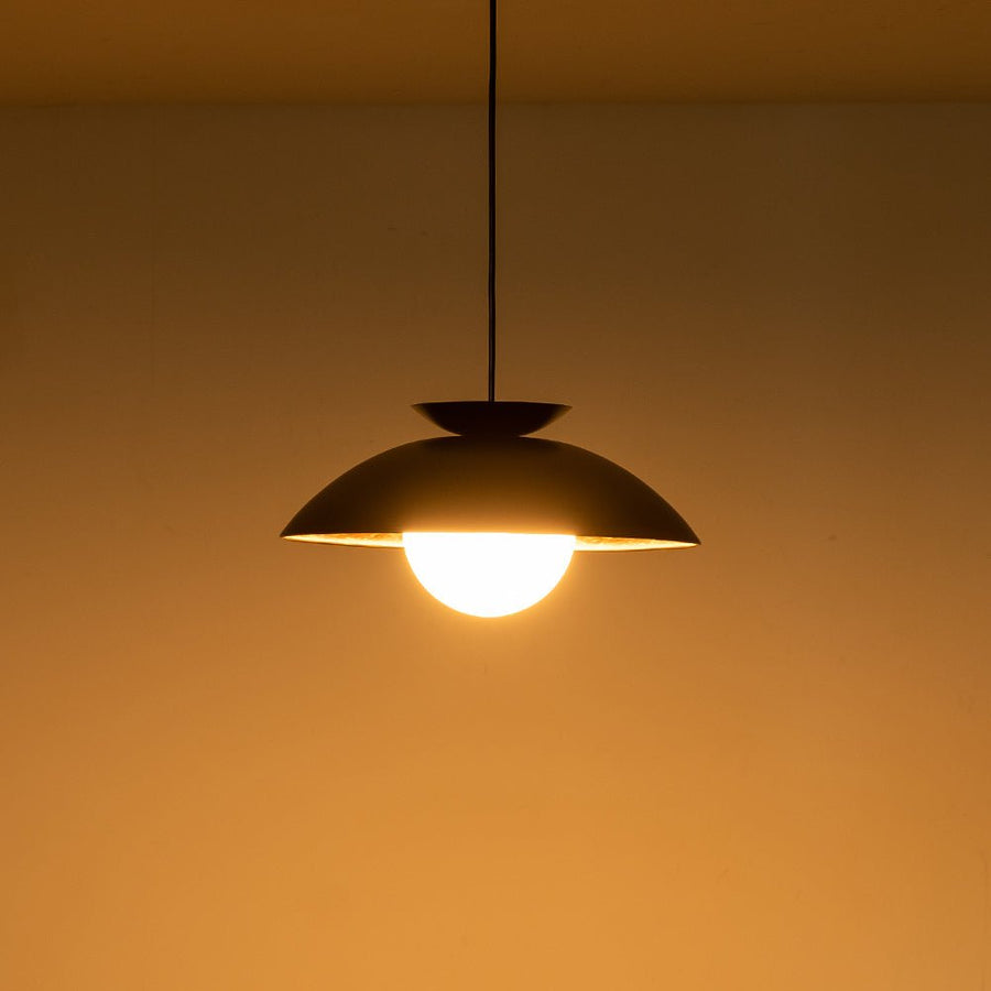 LightFixturesUSA-1-Light Scandinavian Iron Kitchen Dome Pendant Light - Black, White-Pendant Light-Black-