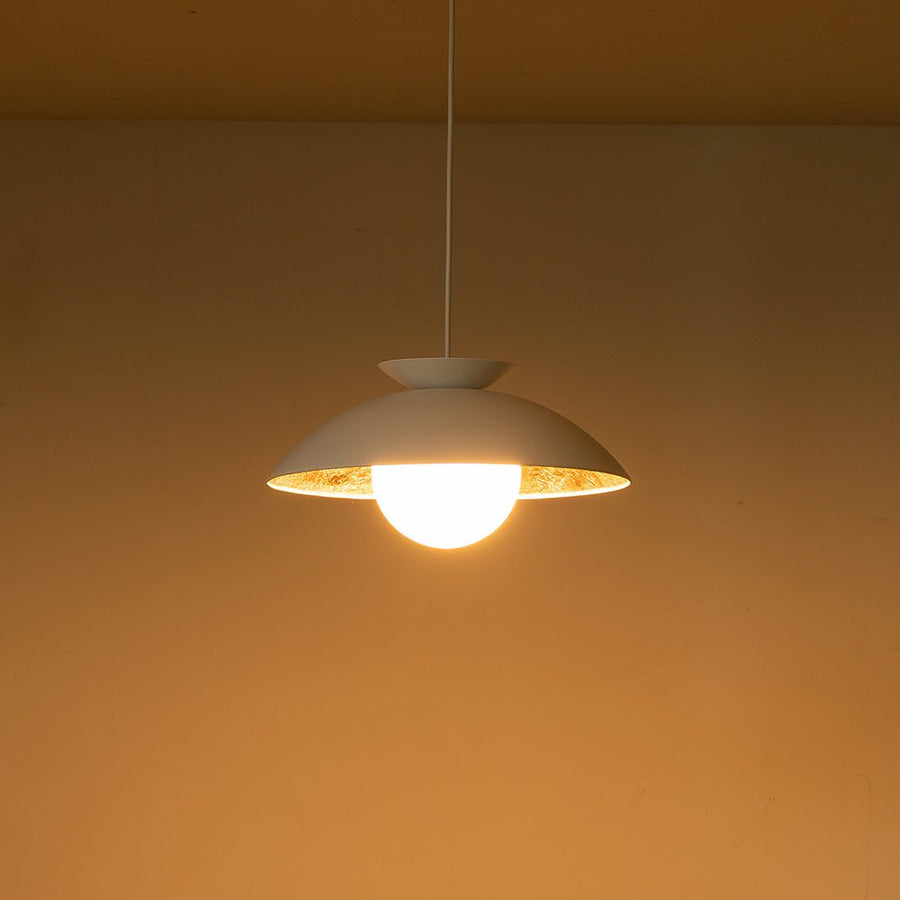 LightFixturesUSA-1-Light Scandinavian Iron Kitchen Dome Pendant Light - Black, White-Pendant Light-White-