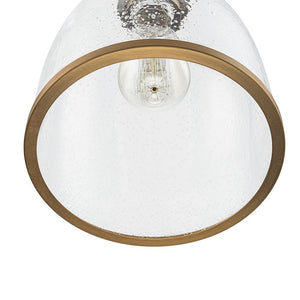 LightFixturesUSA - 1 - Light Seeded Glass Bell Dome Kitchen Pendant Light - Pendant Light - Brass - 