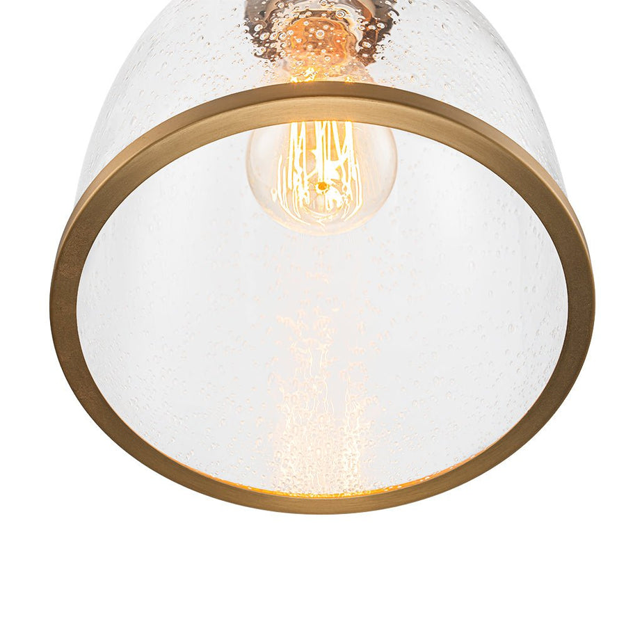 LightFixturesUSA - 1 - Light Seeded Glass Bell Dome Kitchen Pendant Light - Pendant Light - Brass - 