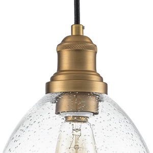 LightFixturesUSA - 1 - Light Seeded Glass Bell Dome Kitchen Pendant Light - Pendant Light - Brass - 