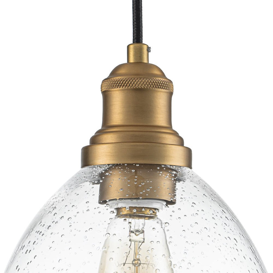 LightFixturesUSA - 1 - Light Seeded Glass Bell Dome Kitchen Pendant Light - Pendant Light - Brass - 