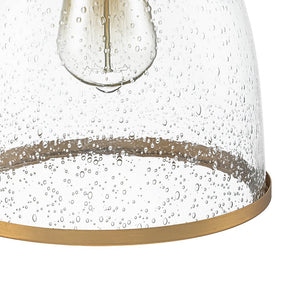 LightFixturesUSA - 1 - Light Seeded Glass Bell Dome Kitchen Pendant Light - Pendant Light - Brass - 