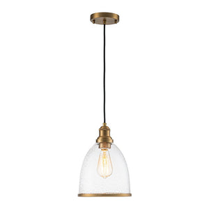 LightFixturesUSA - 1 - Light Seeded Glass Bell Dome Kitchen Pendant Light - Pendant Light - Brass - 