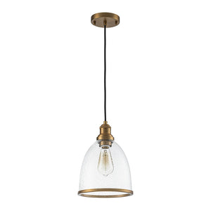 LightFixturesUSA - 1 - Light Seeded Glass Bell Dome Kitchen Pendant Light - Pendant Light - Brass - 