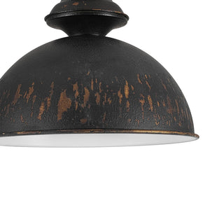 LightFixturesUSA - 1 - Light Shabby Chic Distressed Beige Metal Dome Pendant - Pendant Light - Black - 