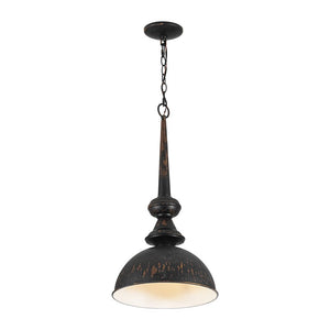LightFixturesUSA - 1 - Light Shabby Chic Distressed Beige Metal Dome Pendant - Pendant Light - Black - 