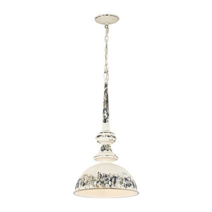 LightFixturesUSA - 1 - Light Shabby Chic Distressed Beige Metal Dome Pendant - Pendant Light - Black - 