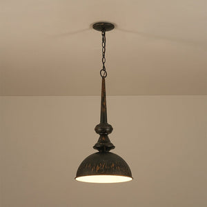 LightFixturesUSA - 1 - Light Shabby Chic Distressed Beige Metal Dome Pendant - Pendant Light - Black - 
