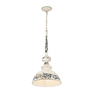 LightFixturesUSA - 1 - Light Shabby Chic Distressed Beige Metal Dome Pendant - Pendant Light - Black - 