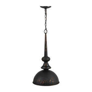 LightFixturesUSA - 1 - Light Shabby Chic Distressed Beige Metal Dome Pendant - Pendant Light - Black - 