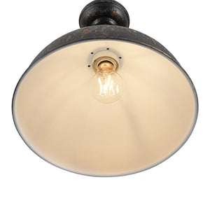 LightFixturesUSA - 1 - Light Shabby Chic Distressed Beige Metal Dome Pendant - Pendant Light - Black - 