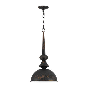 LightFixturesUSA - 1 - Light Shabby Chic Distressed Beige Metal Dome Pendant - Pendant Light - Black - 
