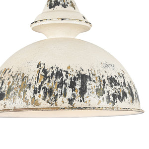 LightFixturesUSA - 1 - Light Shabby Chic Distressed Beige Metal Dome Pendant - Pendant Light - Black - 