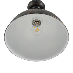 LightFixturesUSA - 1 - Light Shabby Chic Distressed Beige Metal Dome Pendant - Pendant Light - Black - 