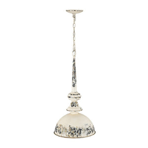 LightFixturesUSA - 1 - Light Shabby Chic Distressed Beige Metal Dome Pendant - Pendant Light - Black - 