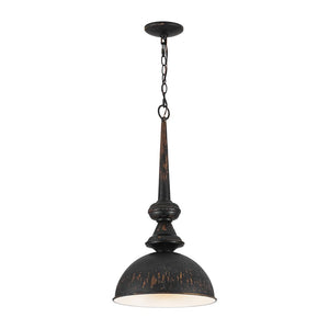 LightFixturesUSA - 1 - Light Shabby Chic Distressed Beige Metal Dome Pendant - Pendant Light - Black - 