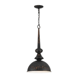 LightFixturesUSA - 1 - Light Shabby Chic Distressed Beige Metal Dome Pendant - Pendant Light - Black - 