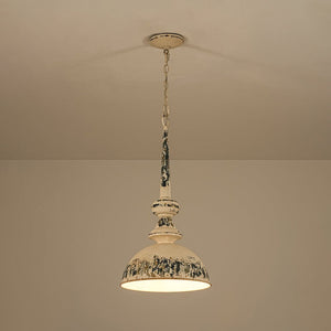 LightFixturesUSA - 1 - Light Shabby Chic Distressed Beige Metal Dome Pendant - Pendant Light - Black - 