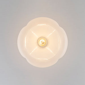 LightFixturesUSA - 1 - Light Shine Opal Glass Round Scalloped Pleated Semi Flush - Ceiling Light - 11.8 in - 