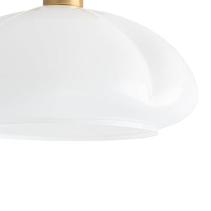 LightFixturesUSA - 1 - Light Shine Opal Glass Round Scalloped Pleated Semi Flush - Ceiling Light - 11.8 in - 