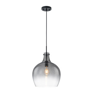 LightFixturesUSA-1-Light Smoked Grey Tinted Glass Bell Kitchen Pendant-Pendant Light-Black-