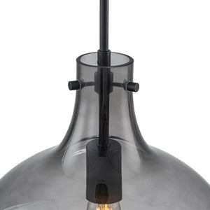 LightFixturesUSA-1-Light Smoked Grey Tinted Glass Bell Kitchen Pendant-Pendant Light-Black-