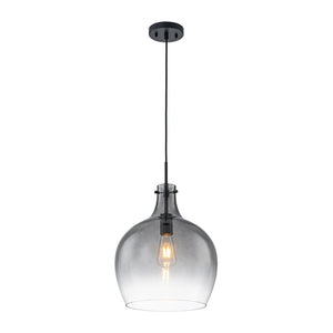 LightFixturesUSA-1-Light Smoked Grey Tinted Glass Bell Kitchen Pendant-Pendant Light-Black-