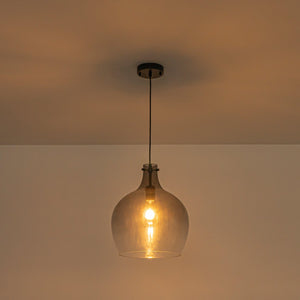 LightFixturesUSA-1-Light Smoked Grey Tinted Glass Bell Kitchen Pendant-Pendant Light-Black-