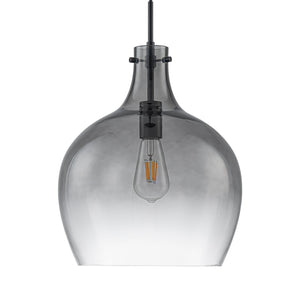 LightFixturesUSA-1-Light Smoked Grey Tinted Glass Bell Kitchen Pendant-Pendant Light-Black-