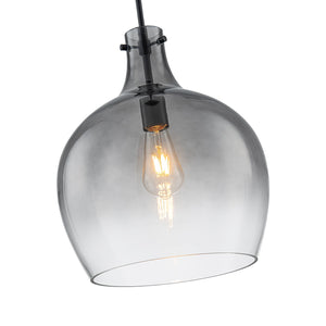 LightFixturesUSA-1-Light Smoked Grey Tinted Glass Bell Kitchen Pendant-Pendant Light-Black-