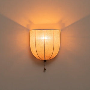 LightFixturesUSA - 1 - Light Vintage Natural Fabric Linen Cage Wall Sconce - Wall Sconce - 1 Pack - 
