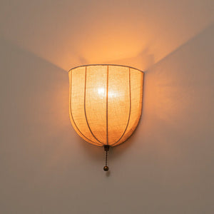 LightFixturesUSA - 1 - Light Vintage Natural Fabric Linen Cage Wall Sconce - Wall Sconce - 2 Packs - 