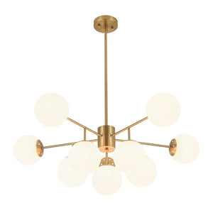 LightFixturesUSA-10-Light Brass Opal Glass Globe Round Sputnik Chandelier-Chandelier-35 in-