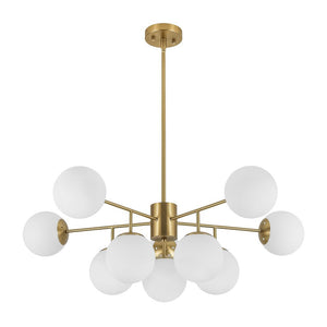 LightFixturesUSA-10-Light Brass Opal Glass Globe Round Sputnik Chandelier-Chandelier-35 in-