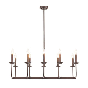 LightFixturesUSA - 10 - Light French Vintage Candle Style Linear Island Chandelier - Chandelier - Oil - Rubbed Bronze - 