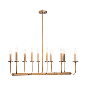 LightFixturesUSA - 10 - Light French Vintage Candle Style Linear Island Chandelier - Chandelier - Oil - Rubbed Bronze - 